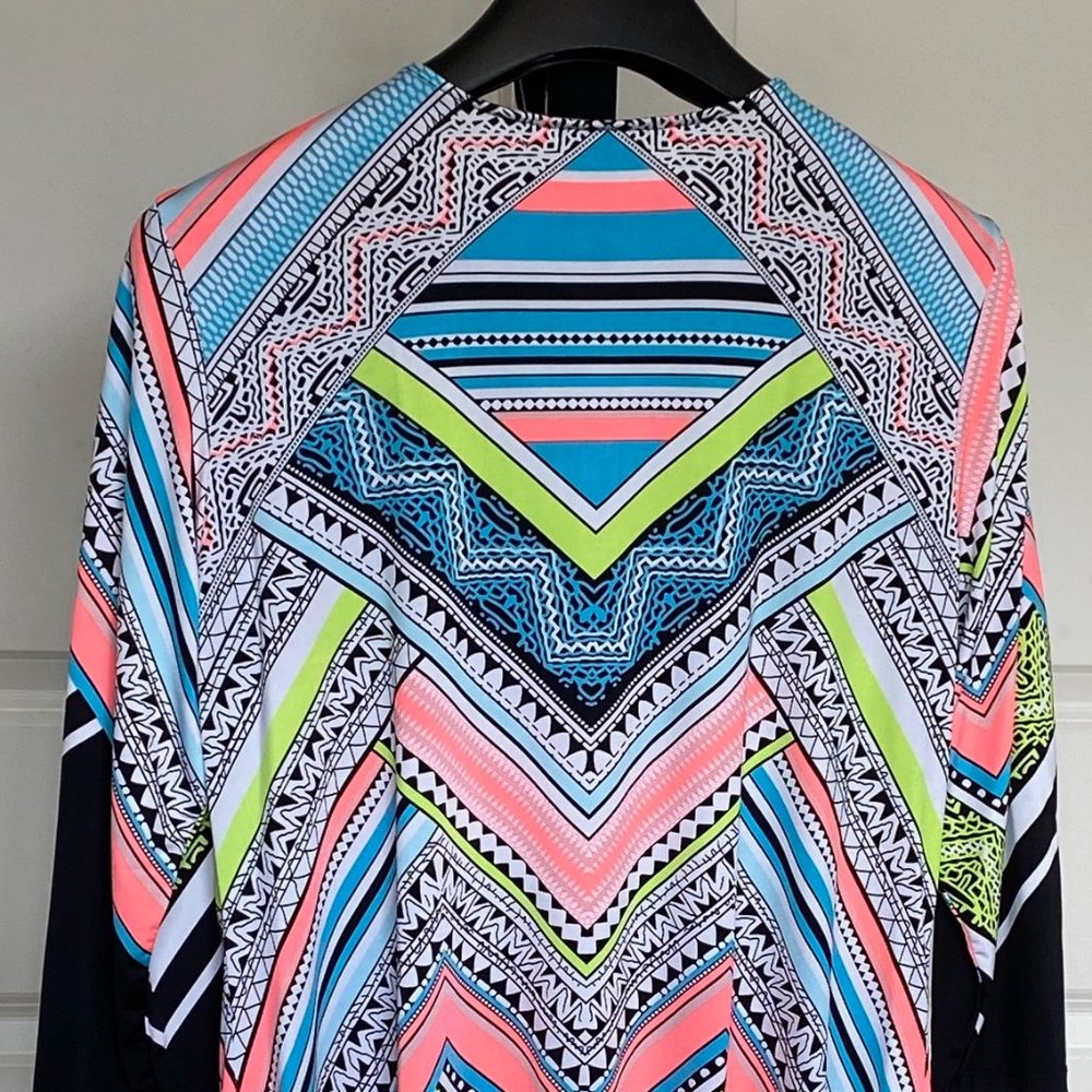 Nygard Tunic with Very Bright Neon Orange, Turquoise and Yellow - Picture 5 of 8